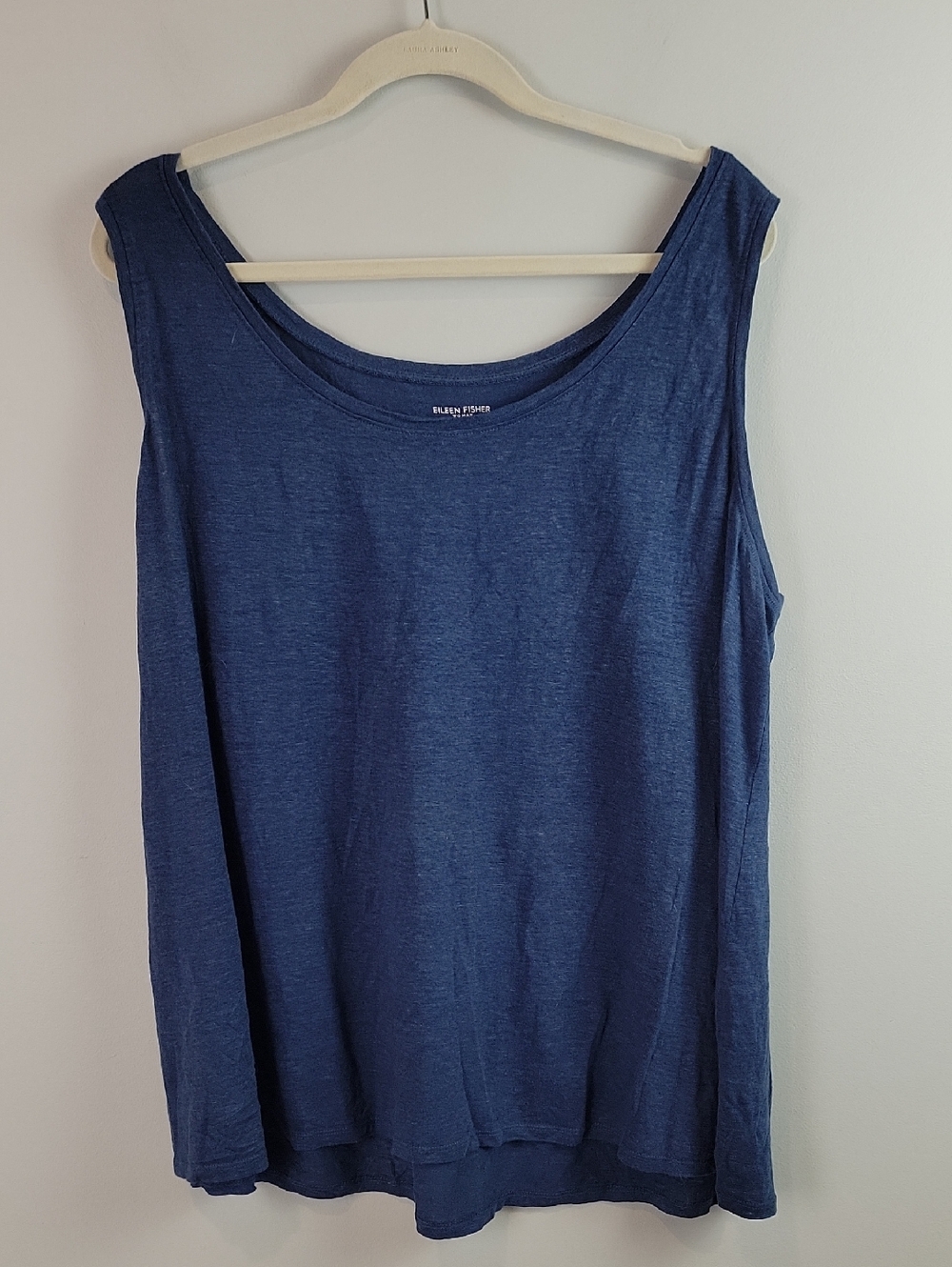 Eileen Fisher blue linen scoop neck tank top size 2X